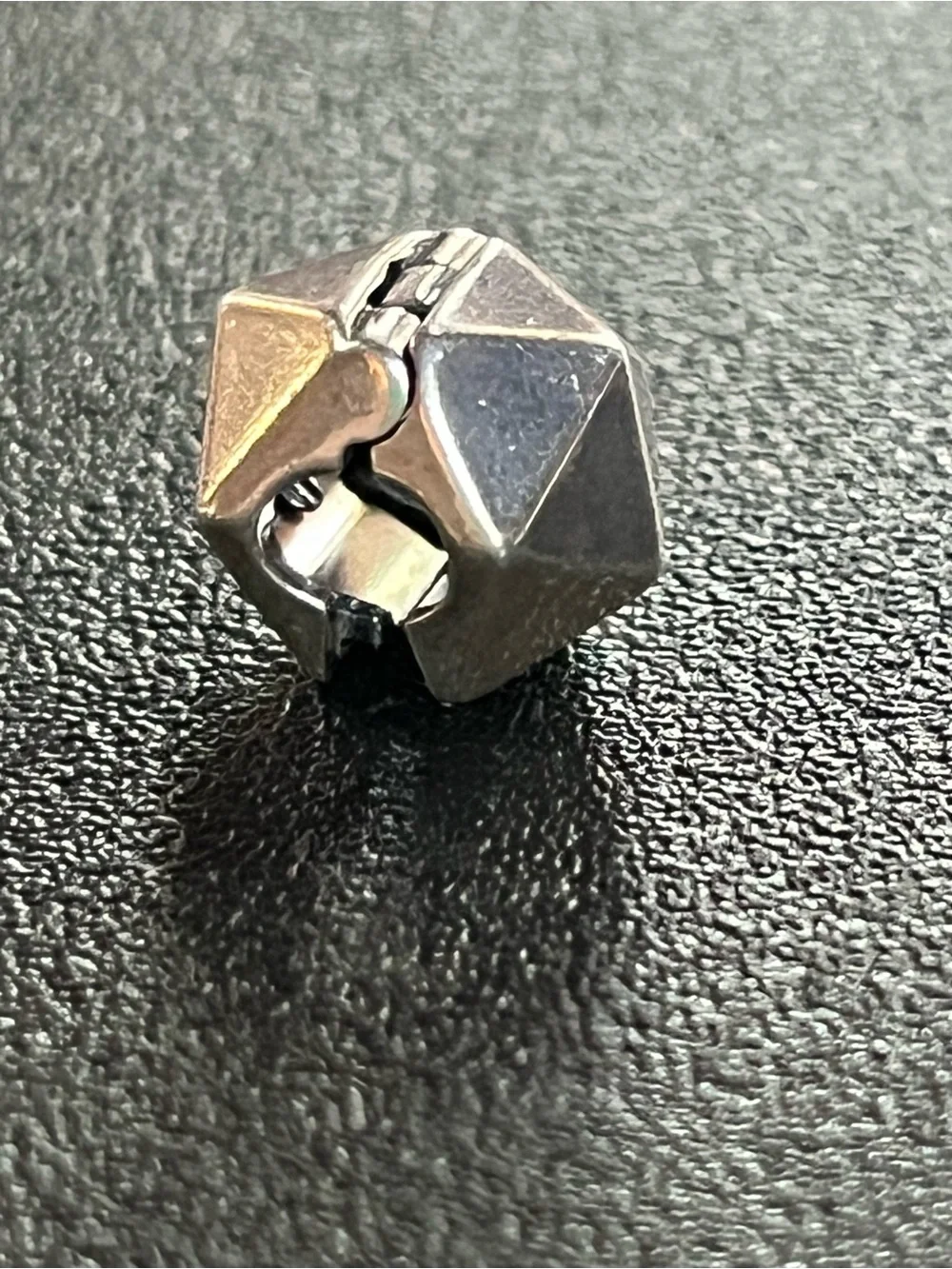 Geometric Hexagonal Metallic Stopper Bead stamped ALE S 925.